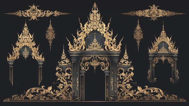 Thai grand palace motifs with intricate designs