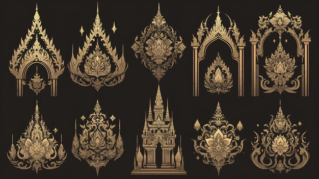 Vector thai grand palace motifs with intricate designs