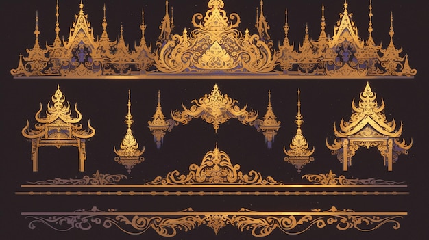 Vector thai grand palace motifs with intricate designs