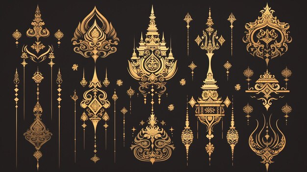 Vector thai grand palace motifs with intricate designs