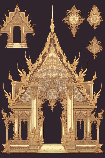 Vector thai grand palace motifs with intricate designs