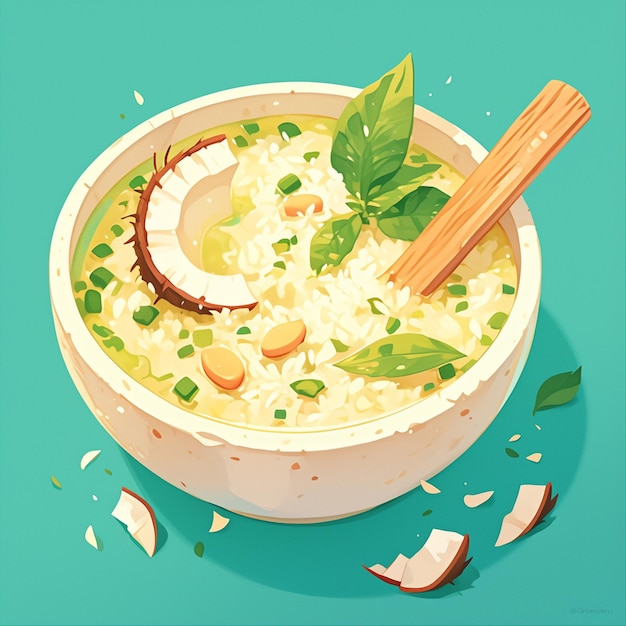 Vector thai green curry and fragrant coconut dish