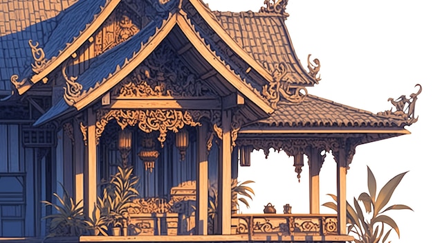 Vector thai house patterns with traditional architecture