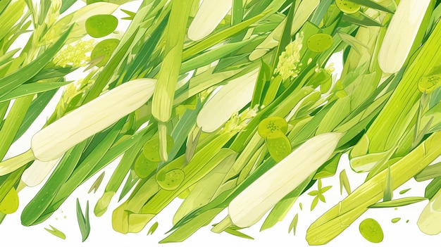 Vector thai lemongrass patterns with slender stalks