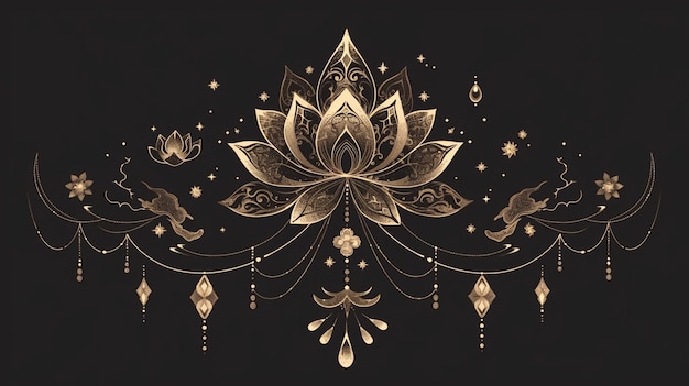 Thai lotus flower patterns with delicate details