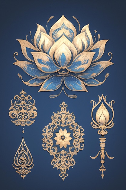 Thai lotus flower patterns with sacred symbolism