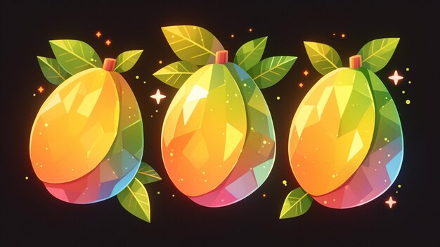 Vector thai mango motifs with vibrant colors