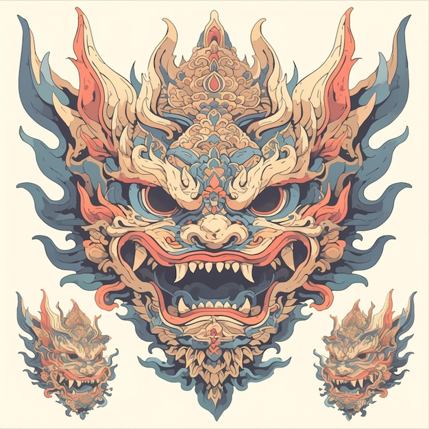 Thai mask patterns with cultural influences