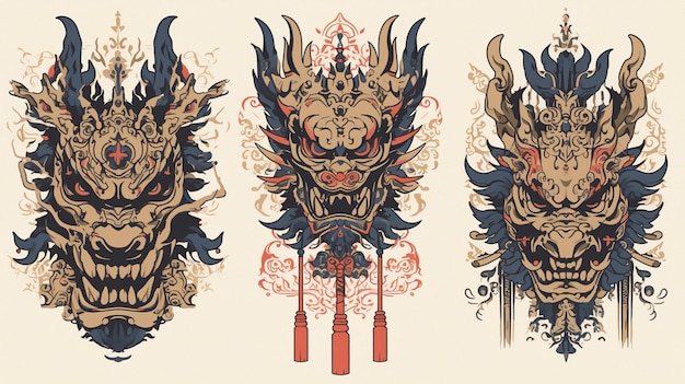 Thai mask patterns with cultural influences