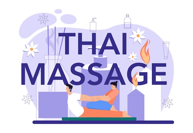 Thai massage typographic header spa procedure in beauty salon