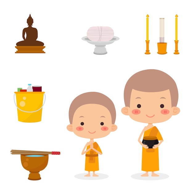 Thai monks elements set