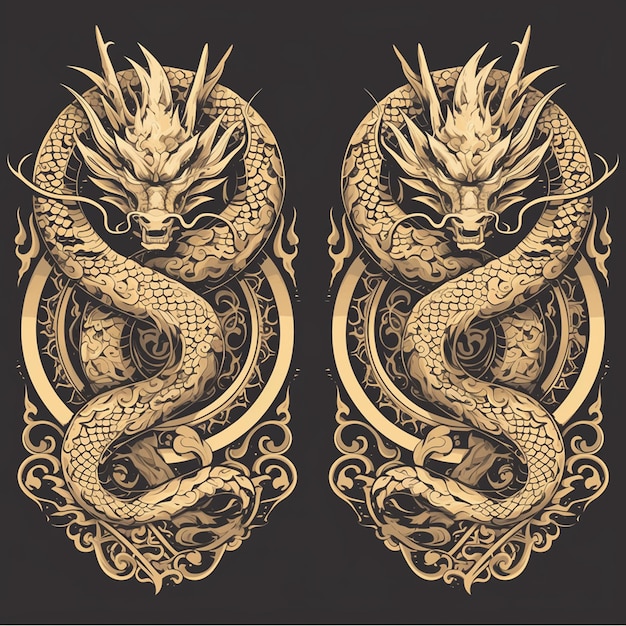 Thai naga patterns with mythical elements