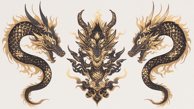 Thai naga patterns with mythical elements