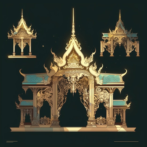 Thai pavilion patterns with traditional architecture