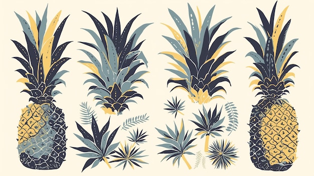 Thai pineapple motifs with spiky designs