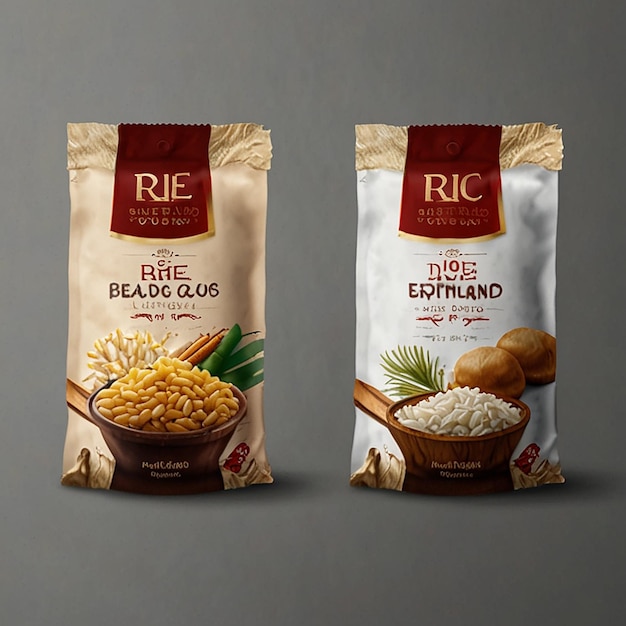 Thai Rice Package Mockup Vector Illustration for Food Products