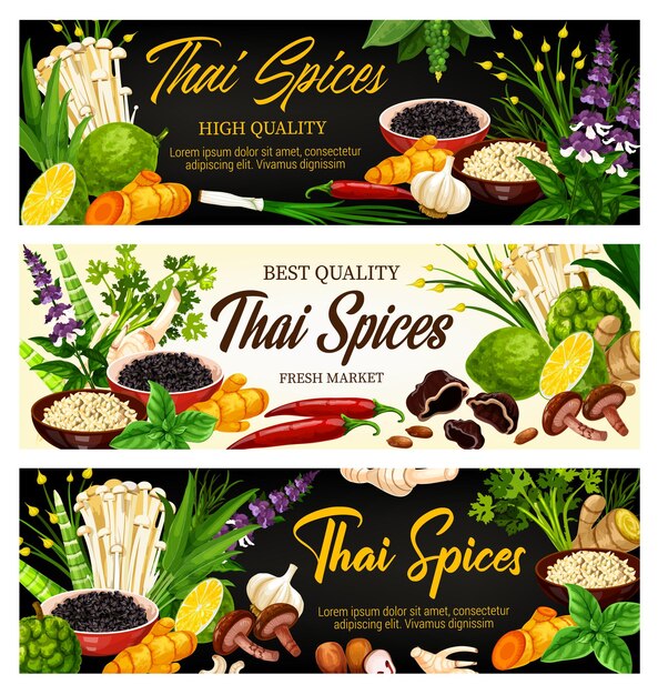 Thai spices herbs and seasonings food condiments