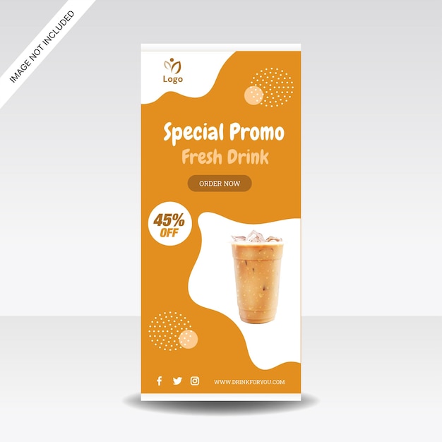 thai tea drink roll up banner store promotion design template