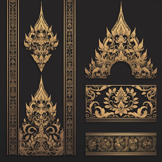 Thai temple motifs with sacred designs