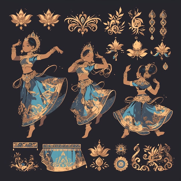 Thai traditional dance patterns with dynamic movements