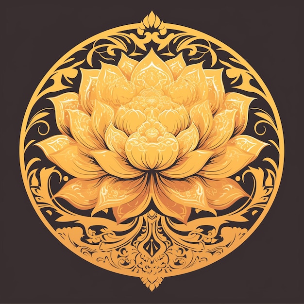 Vector thai turmeric patterns with golden hues