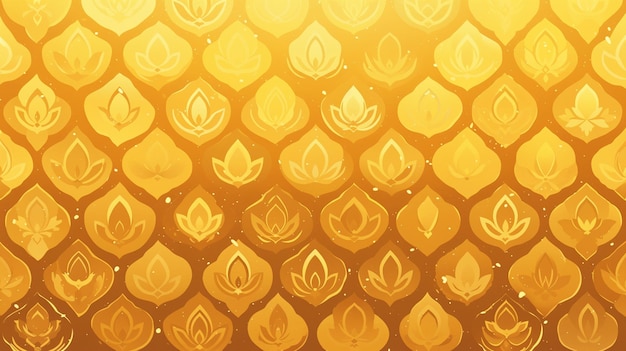 Vector thai turmeric patterns with golden hues