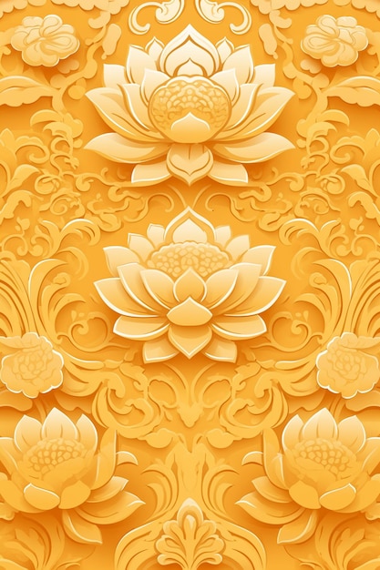 Vector thai turmeric patterns with golden hues