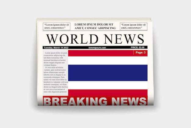 Thailand country newspaper flag breaking news on newsletter news concept gazette page headline