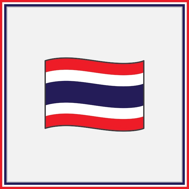 Thailand Flag Cartoon Vector Illustration Flag of Thailand Flat Icon Outline National Thailand Flag