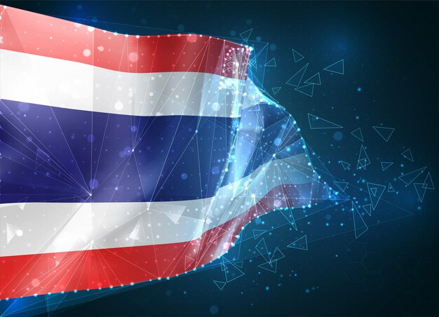 Thailand,  flag, virtual abstract 3D object from triangular polygons on a blue background