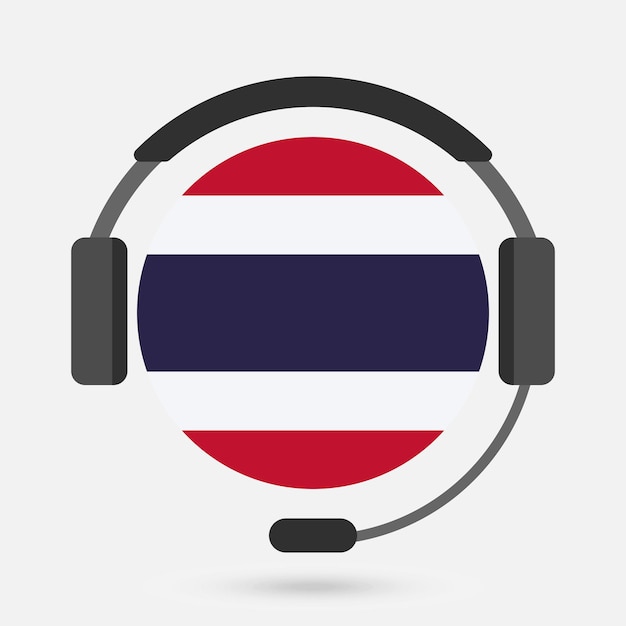 Thailand flag with headphones Vector illustration Thai language