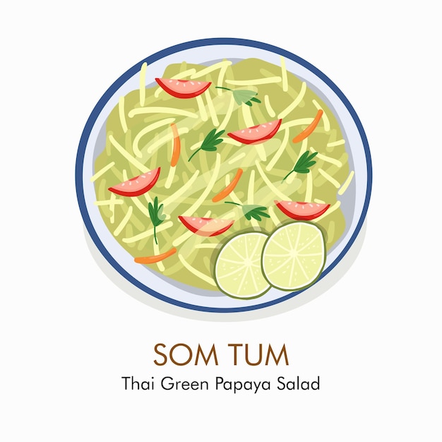 Thailand food, som tum vector illustration