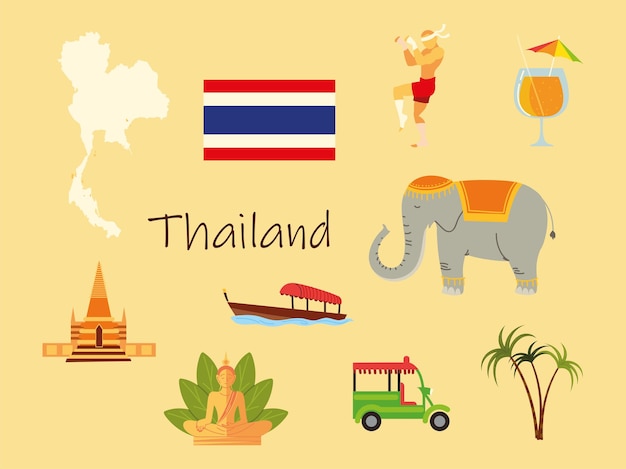 Thailand icons set