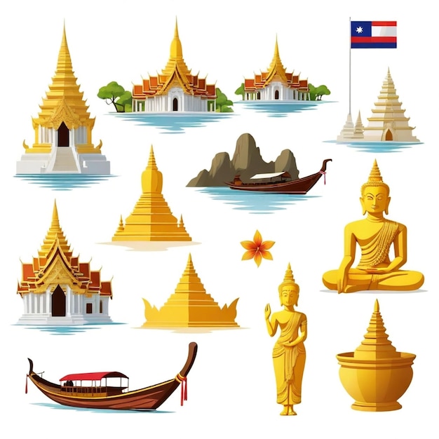 Vector thailand vector set white background isolated a high quality