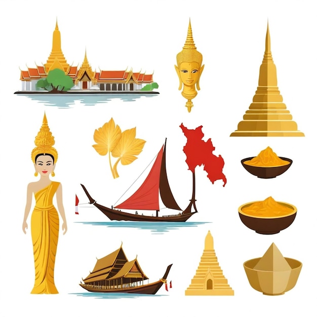 Vector thailand vector set white background isolated a high quality