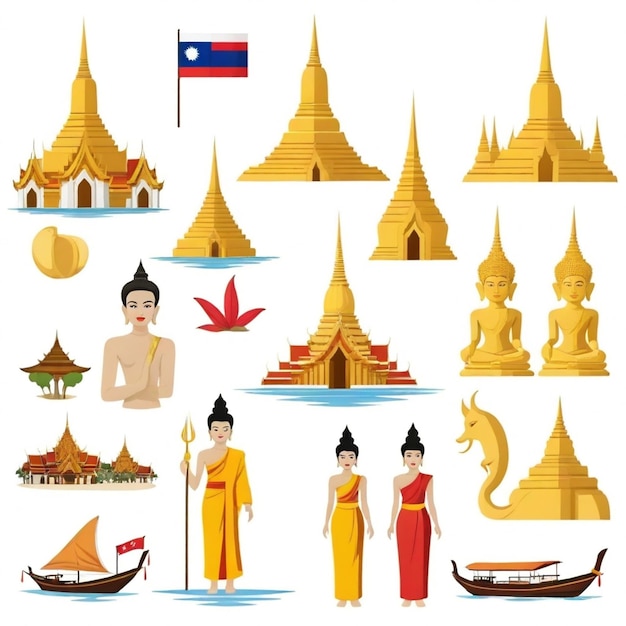 Vector thailand vector set white background isolated a high quality