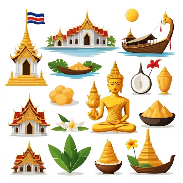 Vector thailand vector set white background isolated a high