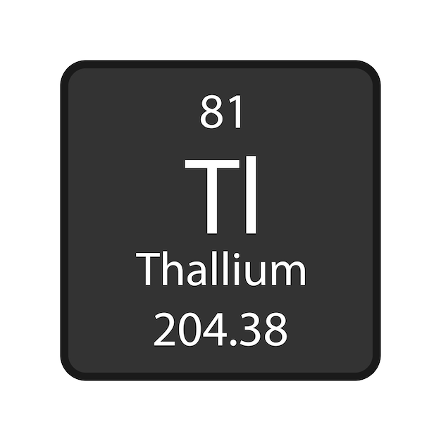 Thallium symbol Chemical element of the periodic table Vector illustration