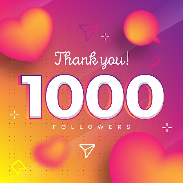 Thank you for 1000 followers vector post