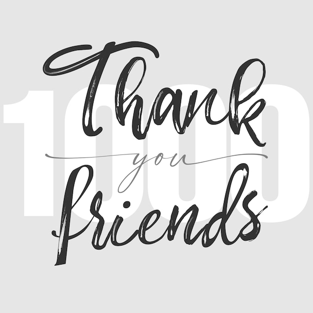 Thank you 1000 friends Promotion poster Thanks card for social media subscribers or network follow