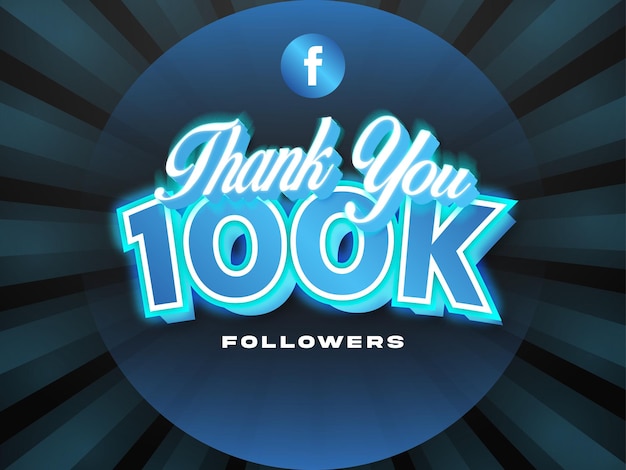 Thank you 100k Celebration Thumbnail Banner Vector Design Template