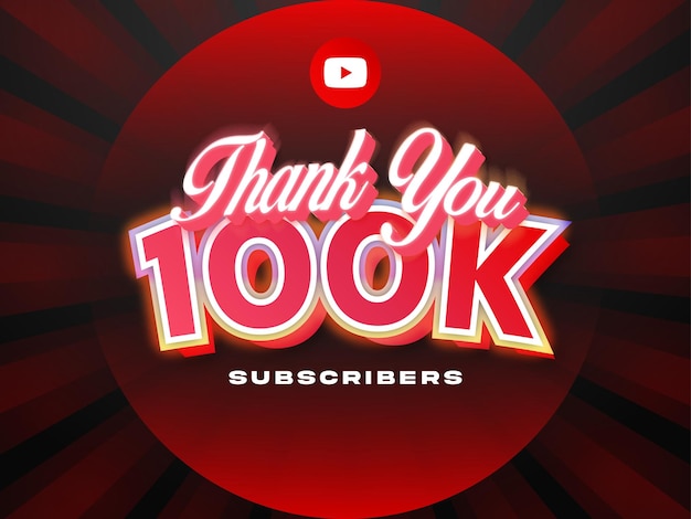 Thank you 100k Celebration Thumbnail Banner Vector Design Template