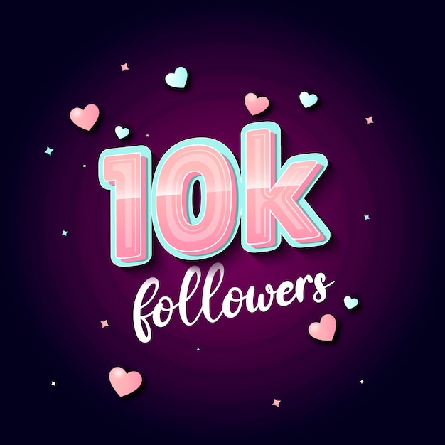 Thank you 10k social followers template Vector