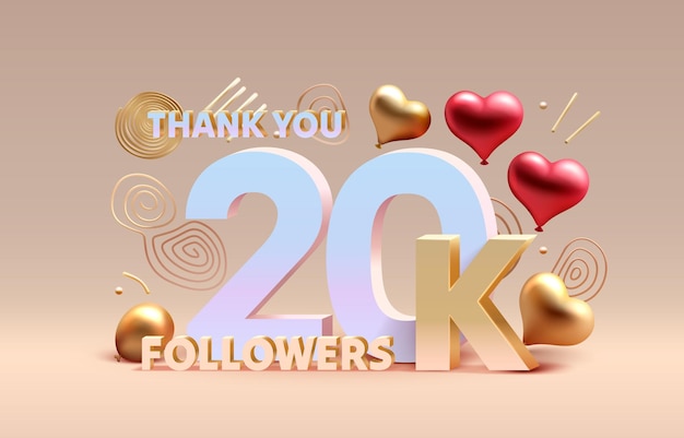 Thank you 20k followers peoples online social group happy banner celebrate Vector