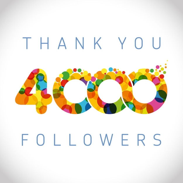 Thank you 4000 followers card. Colour thanks for 4 K following people. Four thousand likes poster.