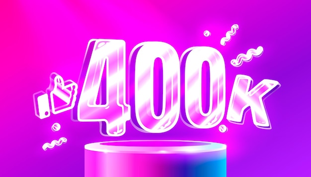 Thank you 400k followers peoples online social group happy banner celebrate Vector