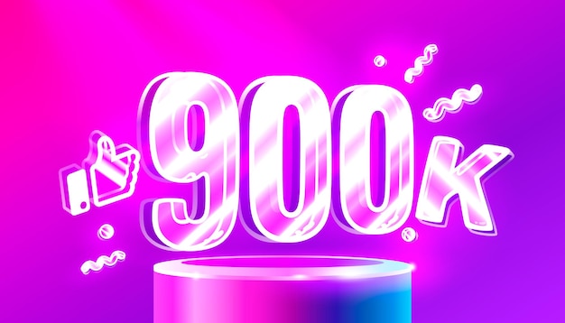 Thank you 900k followers peoples online social group happy banner celebrate Vector