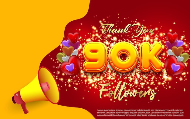 Thank you for 90k followers 90k followers achievement vector banner design