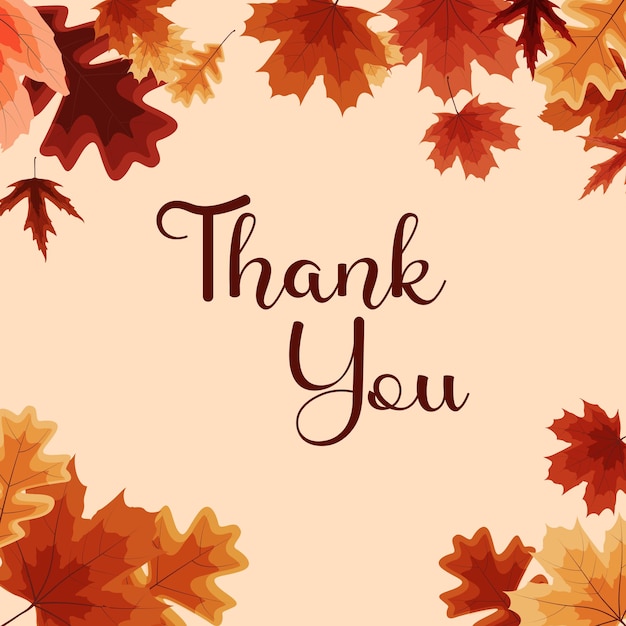 Thank you autumn natural background template with falling leaves Vector Illustration