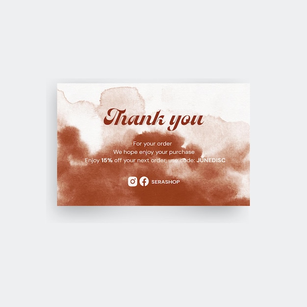 Thank you business greeting card watercolor abstract vector graphic design